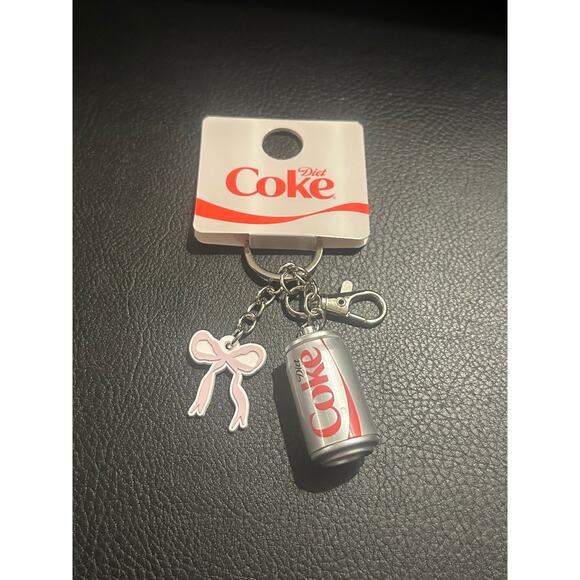 Diet Coke Graphic Keychain Charm with Pink Bow - Picture 3 of 3